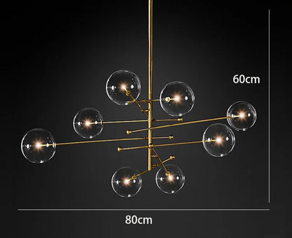 DecorBites™ Black Gold Glass LED Chandelier for Living Room Bedroom Restaurant