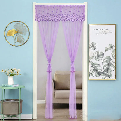 DecorBites™ Lace Embroider Summer Insect Net Door Curtain for Living Room and Bedroom