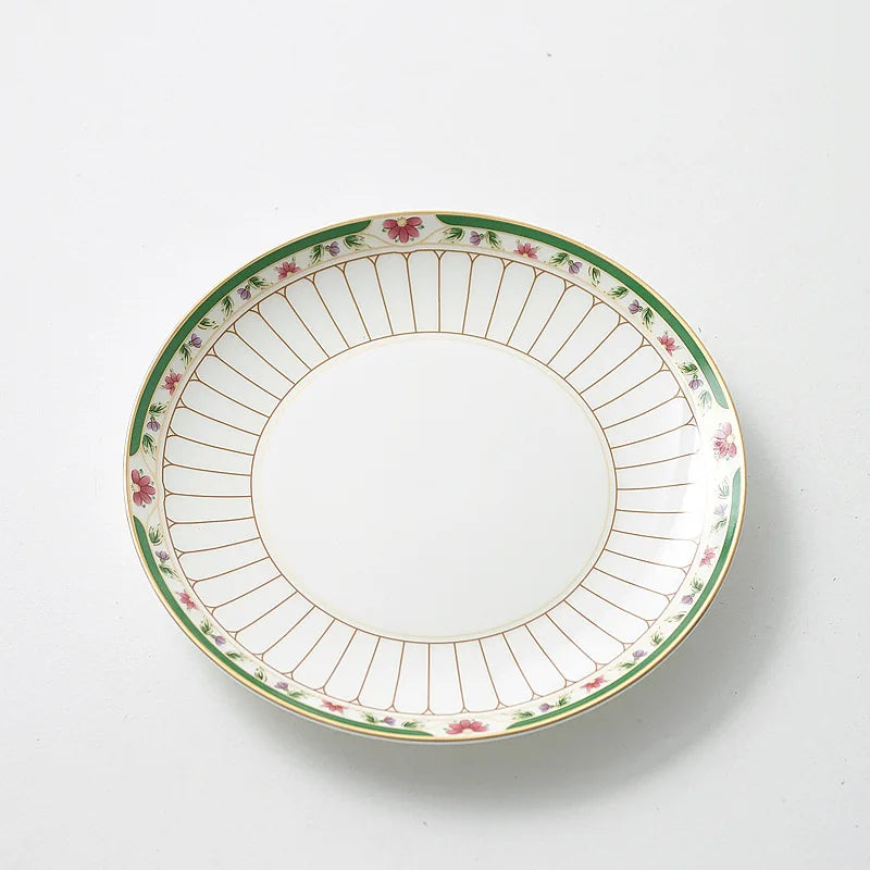 DecorBites™ Gold-Striped Ceramic Cup & Saucer Set for Dining Table Coffee Milk Tea Juice