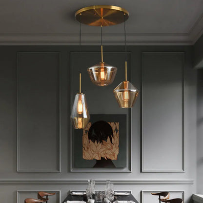 Lámpara colgante DecorBites™ de cristal ámbar gris para iluminación del hogar y la oficina