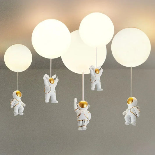 DecorBites™ Astronaut Balloon Ceiling Lamp: Modern Minimalist LED Chandelier for Kids' Room