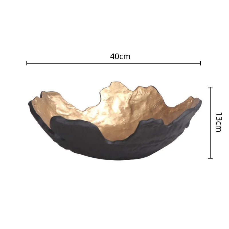 DecorBites™ Golden Resin Fruit Bowl Tray for Home Decor and Storage