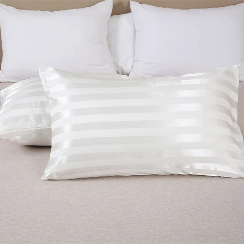 Decobites Satin Stripes Pillowcase Queen High-quality Jacquard King Size Pillow Cover