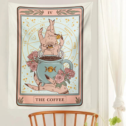 Decobites Coffee Tarot Tapestry Wall Hanging Moon Phase Room Decor