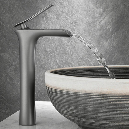 DecorBites™ Grey Waterfall Brass Basin Faucet - Hot Cold Mixer Tap for Bathroom Sink