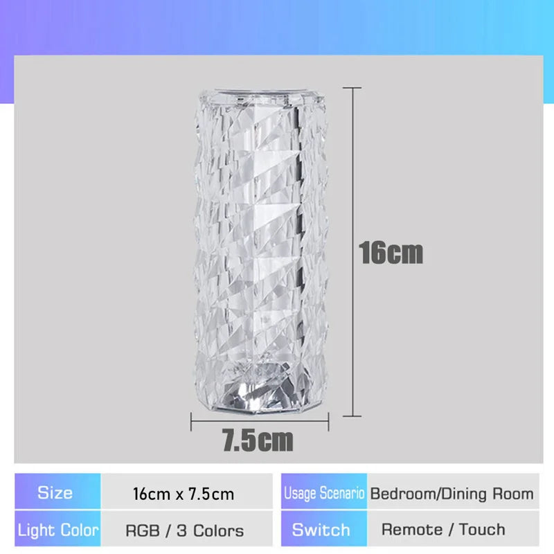 Lámpara de noche LED de cristal DecorBites™, lámpara ambiental recargable por USB para decoración de habitaciones