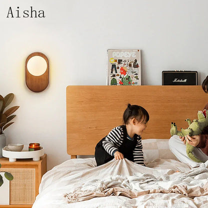 DecorBites™ Japanese Wood Wall Lamp for Bedroom Sconces, Silent Wind Retro Light