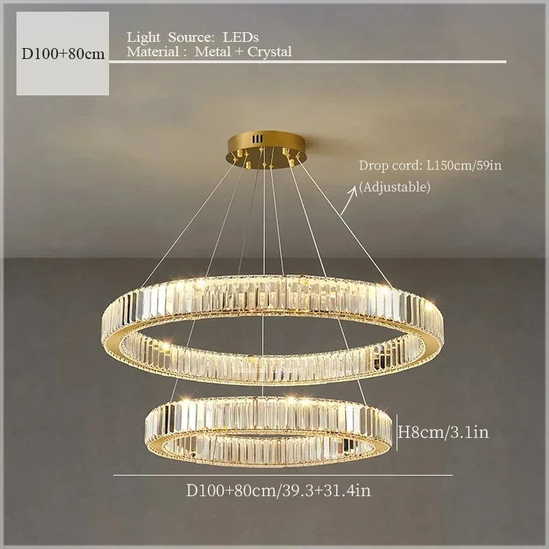 DecorBites™ Crystal Ceiling Pendant Chandelier for Luxury Room Decor