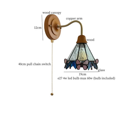 DecorBites™ Butterfly Glass LED Wall Light with Copper Arm for Home Decor.