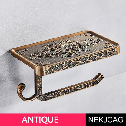 DecorBites™ Aluminum Toilet Paper Holder with Phone Rack and Hook