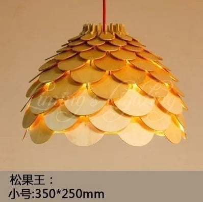 Nordic Oak Pinecone Wood Pendant Light