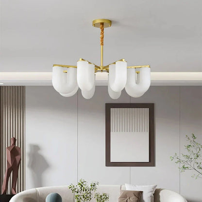 DecorBites™ LED U-shaped Acrylic Pendant Lights in Gold Metal for Parlor, Dining Room, Kitchen