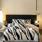 Decobites Winter Zebra Print Bedding Set: Thick Milk Velvet, Soft & Warm bed sheet, duvet cover, pillowcase