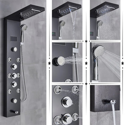 DecorBites™ LED Rainfall Shower Panel System with Temperature Screen & Massage SPA