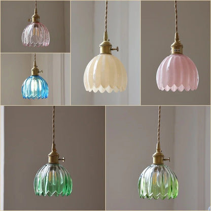 DecorBites™ Green LED Pendant Light Fixture Glass Japan Style Hang Lamp