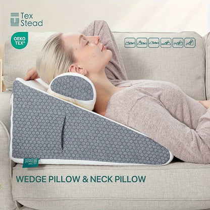 Decobites Memory Foam Sleeping Wedge Pillow - Restful Support for Better Sleep