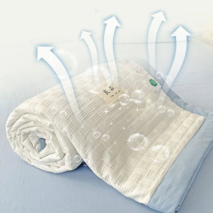 DecorBites™ Jacquard Summer Cool Blanket: Light & Breathable Comforter for Double & Single Beds