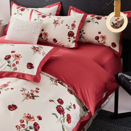 DecorBites™ Egyptian Cotton Bedding Set Queen King Ru Double Size Print Bed Linens