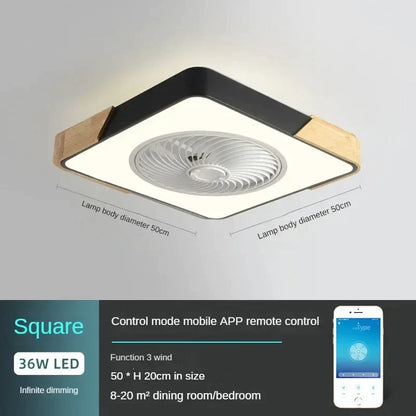 مروحة سقف خشبية منخفضة الارتفاع من DecorBites™ مزودة بجهاز تحكم عن بعد وجهاز تدوير هواء داخلي بتقنية LED