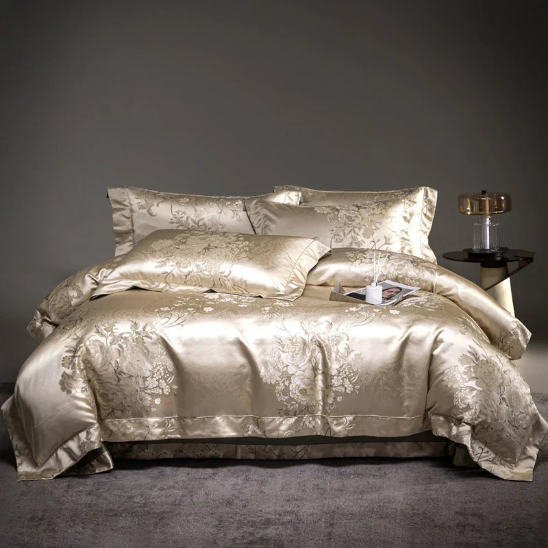 Decobites Damask Jacquard Egyptian Cotton Luxury Bedding Set