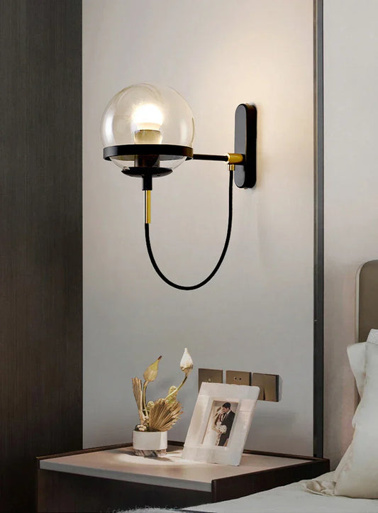 DecorBites™ Glass Shade Wall Sconce Lamps for Hotel Bedroom LED Lights