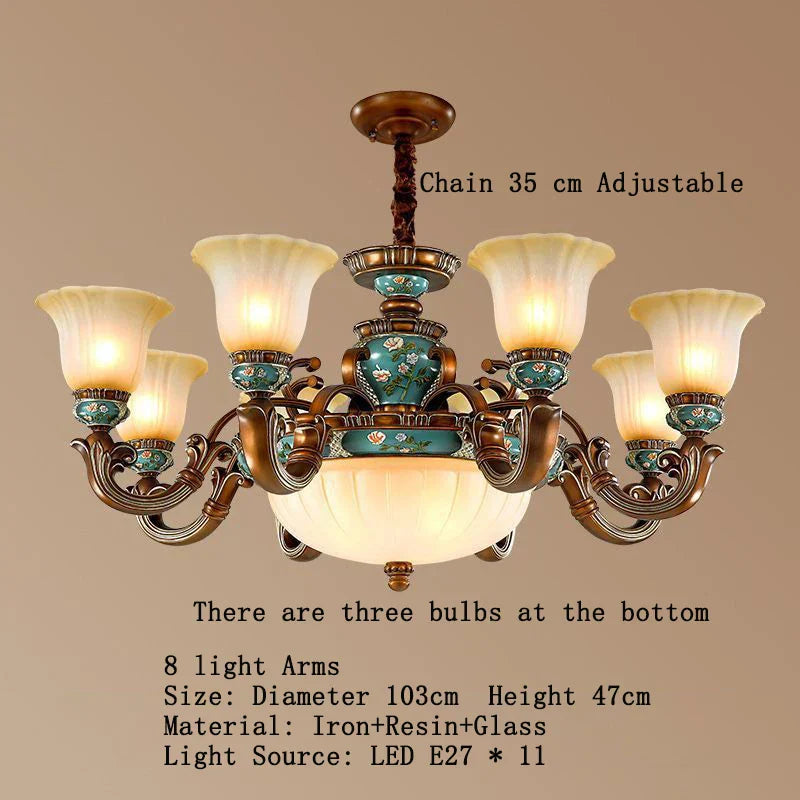 DecorBites™ Classical Resin Chandelier for Luxurious Living Room, Dining Room, and Bedroom Lighting