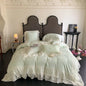 Decobites Romance Lace Ruffles Bedding Set 4Pcs, 200x230cm, Princess Wedding Theme