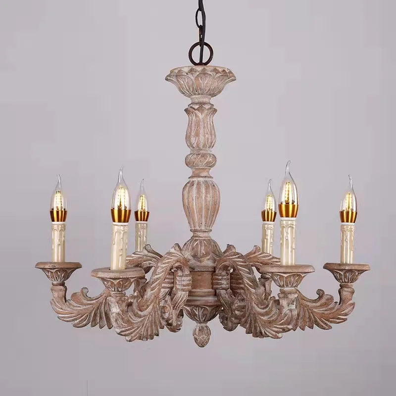 ثريا DecorBites™ الريفية الفرنسية المصنوعة من الخشب الصلب لغرفة النوم، وغرفة الطعام، وغرفة المعيشة، وغرفة الدراسة