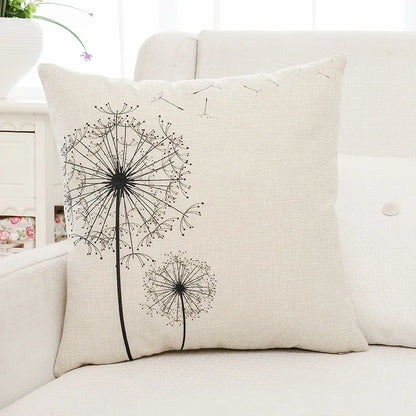 DecorBites™ Green Plant Leaves Flower Linen Cushion Cover - Modern Sofa Throw Pillow Cover