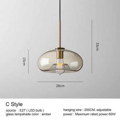 DecorBites™ Glass Pendant Lights Dining Kitchen Bar Chandelier