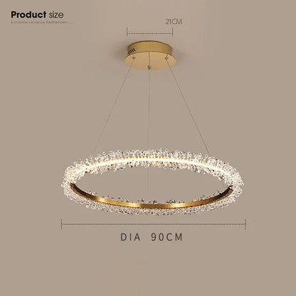 DecorBites™ Gold Crystal Ring Chandelier for Living Room and Restaurant Décor