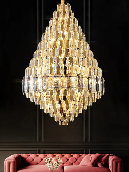 DecorBites™ Crystal Pendant Chandelier for Home, Hotel, Restaurant - Luxury Duplex Hall Light