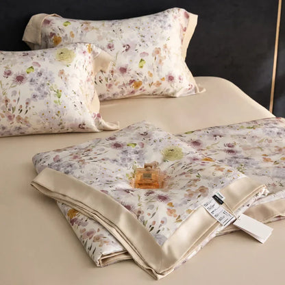 Decobites Floral Print Summer Quilt Bedding Set with Sheet & Pillowcases