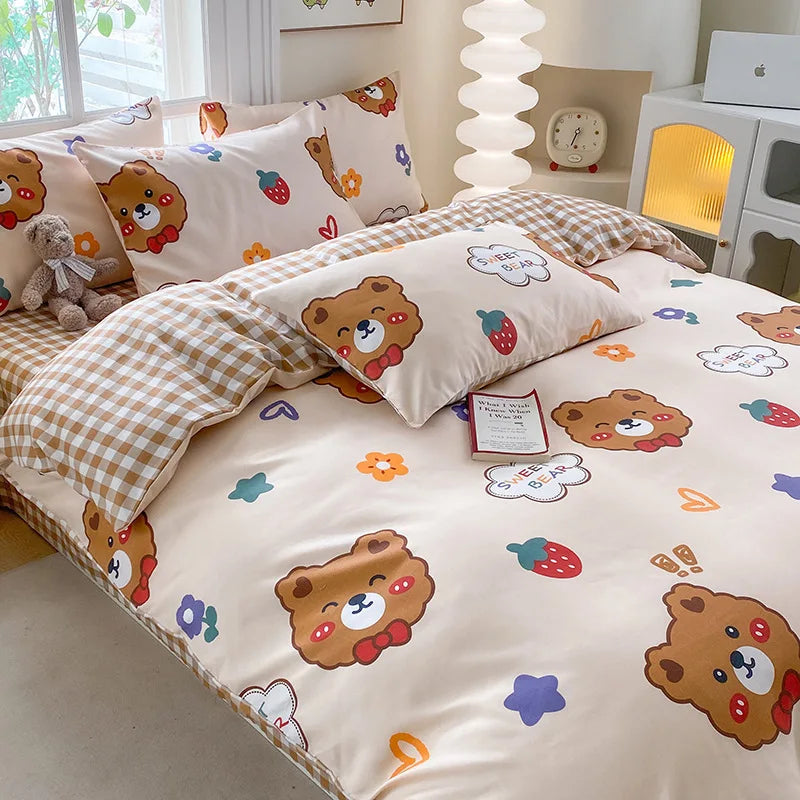 DecorBites™ Cute Printed Cotton Duvet Cover for Double Queen Bed - Cozy & Non-Fading