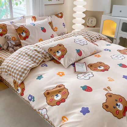 DecorBites™ Cute Printed Cotton Duvet Cover for Double Queen Bed - Cozy & Non-Fading