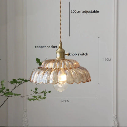 DecorBites™ Japanese Vintage Glass LED Pendant Lamp for Home Decor
