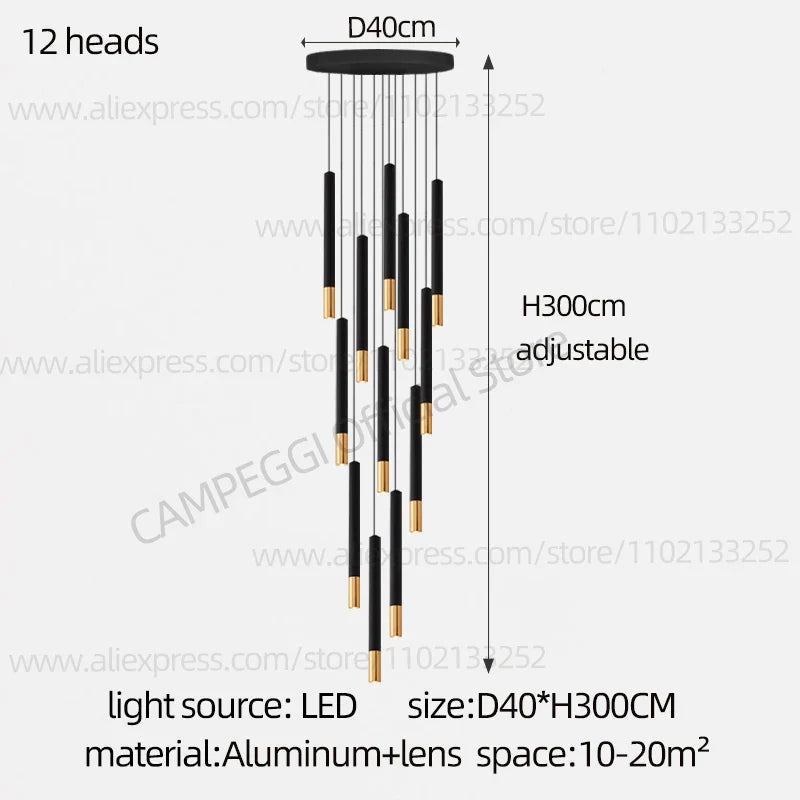 DecorBites™ Black Gold Pendant Lamp: Modern Nordic Designer LED Indoor Lighting