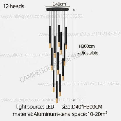 DecorBites™ Black Gold Pendant Lamp: Modern Nordic Designer LED Indoor Lighting