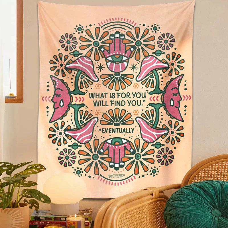 Decobites Boho Moon Flower Magic Tapestry Wall Hanging for Home Decor