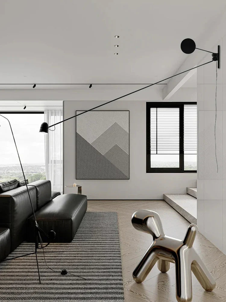 ديكوربايتس™ - مصباح حائط LED قابل للتعديل بذراع متأرجح باللونين الأحمر والأسود - إضاءة عصرية