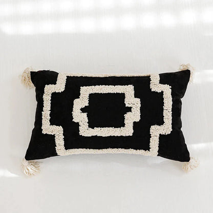 Funda de cojín DecorBites™ Boho con borlas - Cuadrada de 45x45cm para decoración del hogar