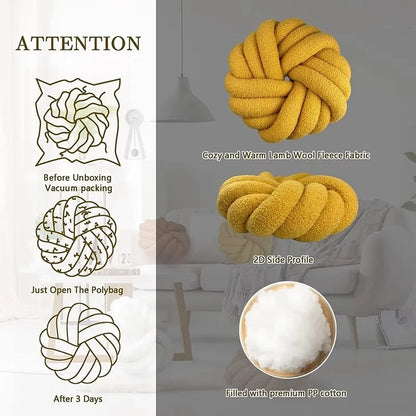 DecorBites™ Knotted Ball Grey Throw Pillow for Bed Couch Living Room