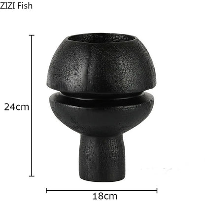 ديكور بايتس™ - منحوتة راتنجية كروية سوداء لتزيين المكتب، زينة فنية تجريدية جمالية