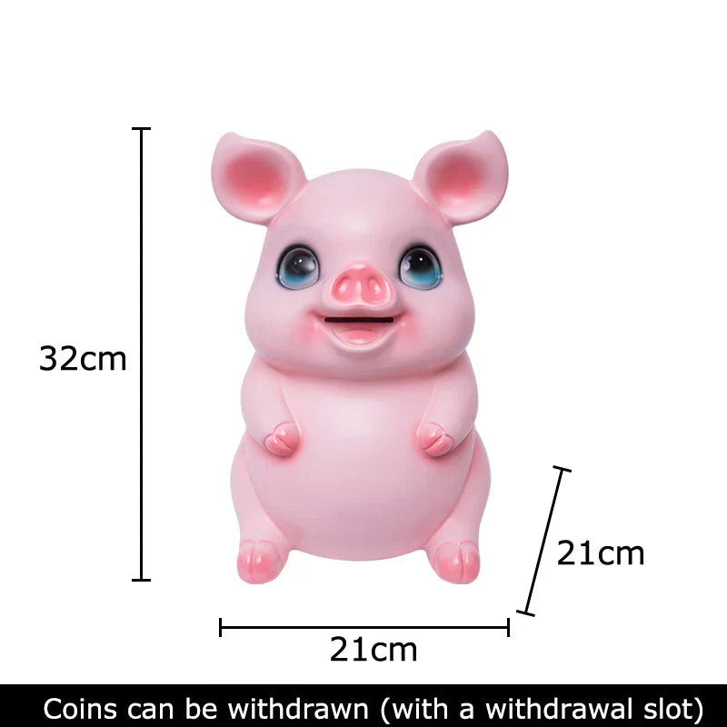 DecorBites™ Cartoon Pig Child Savings Jar Piggy Bank Desk Decoration Resin Sculpture