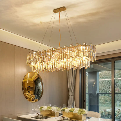 DecorBites™ Crystal Ceiling Chandelier: Modern Stainless Steel Lustre Lighting for Home Decor