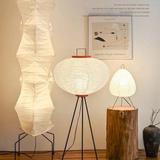 DecorBites™ Japanese Rice Paper Floor Lamp Modern Wabi Sabi Lantern Light
