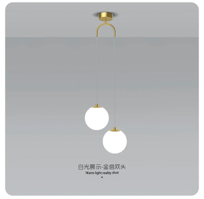 DecorBites™ Double Glass Ball Pendant Light Fixture for Bedroom Ceiling Lighting