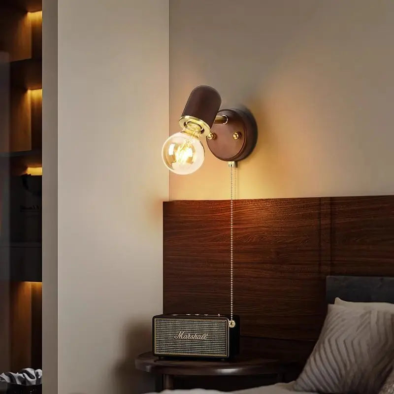 Decorbites™ Japanische Walnuss-Holzwandlampe für Schlafzimmer, Flur, Korridor, Treppenhaus