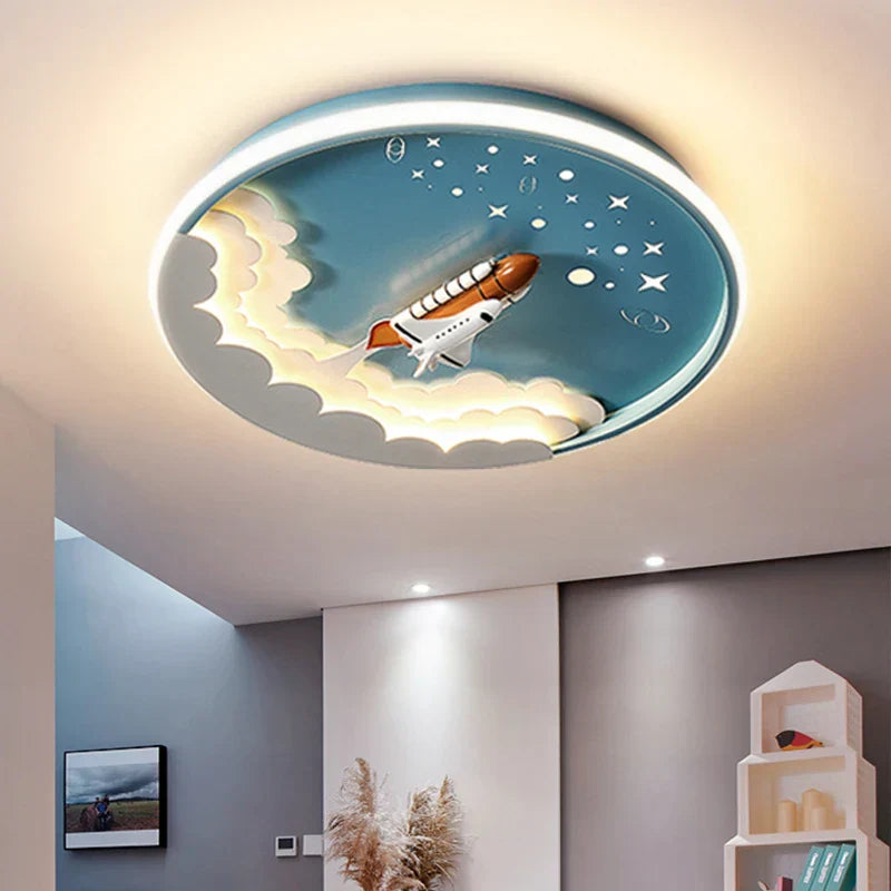 DecorBites™ Kids' Cartoon Unicorn Rocket LED Ceiling Light for Bedroom Study Room