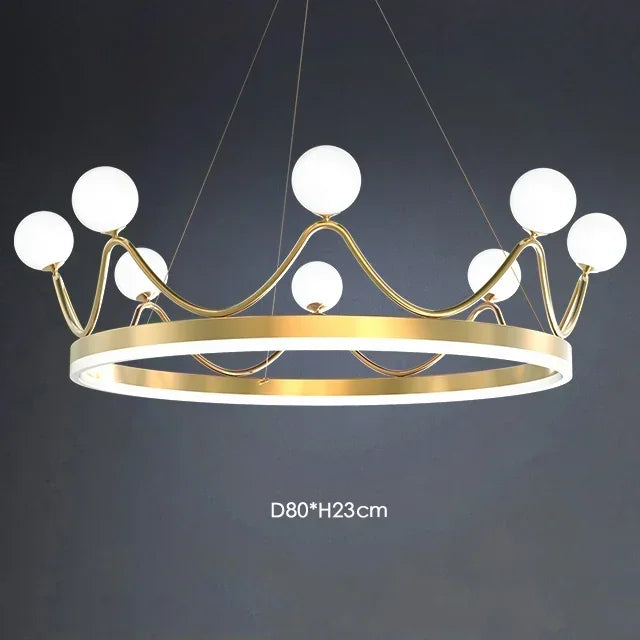 DecorBites™ Glass Crown Chandelier Pendant Light for Bedroom Ceiling, Modern Suspension Lamp